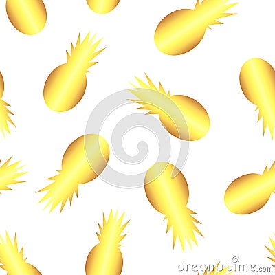 Vector gold pineapple fruit seamless pattern Vector Illustration