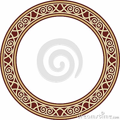 Vector gold and red round classic renaissance ornament. Vector Illustration