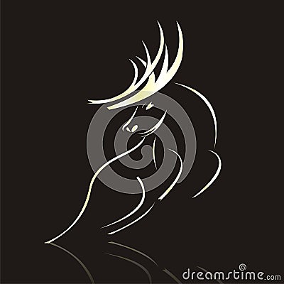 Vector gold Silhouette of Deer Stock Photo