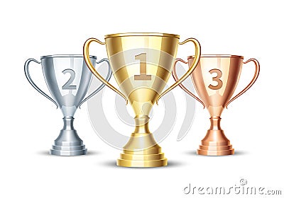 Vector gold, silver and bronze winner cup Vector Illustration