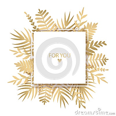 Vector gold Tropical leaves design. Vector Illustration