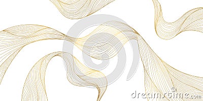 Vector gold wave pattern, abstract luxury background. Elegant design element, curve premium wallpaper, minimal line Vector Illustration