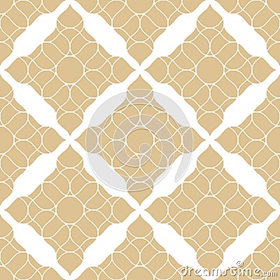Vector golden abstract seamless pattern with curved shapes. Damask ornament Vector Illustration