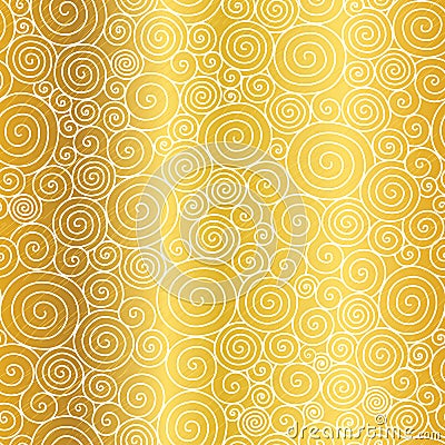 Vector Golden Abstract Swirls Seamless Pattern Background. Great for elegant gold texture fabric, cards, wedding Vector Illustration