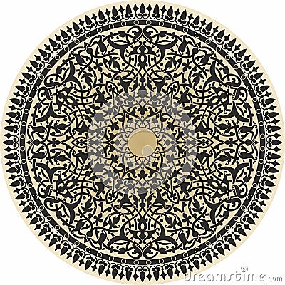 Vector golden arabic national round ornament. Vector Illustration