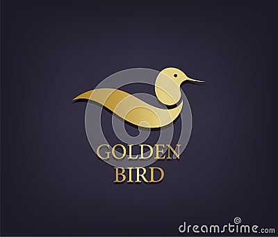 Vector golden bird logo, abstract luxury icon Vector Illustration