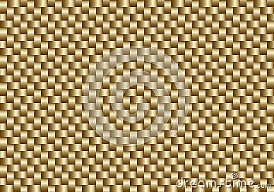 Vector golden carbon fiber seamless background. Abstract cloth material wallpaper for car tuning or service. Endless web texture Vector Illustration