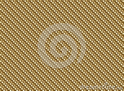 Vector golden carbon fiber seamless background. Abstract cloth material wallpaper for car tuning or service. Endless web texture Vector Illustration