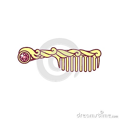 Vector golden comb with handle Vector Illustration