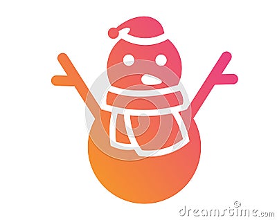 Vector golden glitter Christmas snowman with scarf icon Vector Illustration