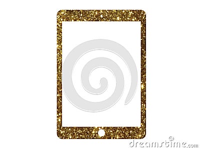 Vector golden glitter flat tablet computer icon Vector Illustration