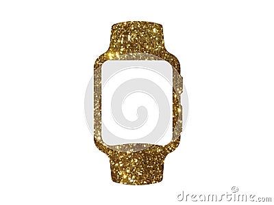 Vector golden glitter gold color flat smart watch icon Vector Illustration