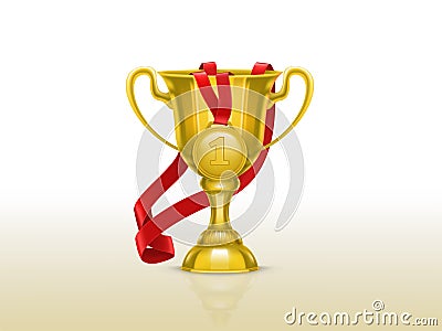 Vector golden goblet with gold medal, winner cup Vector Illustration