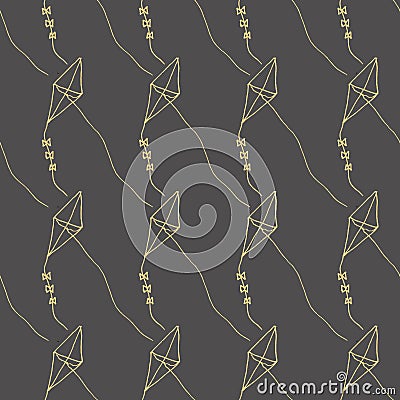Vector golden kite motif repeat pattern print background design Vector Illustration