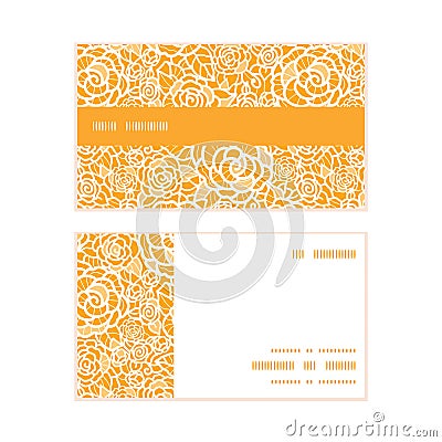 Vector golden lace roses horizontal stripe frame Vector Illustration