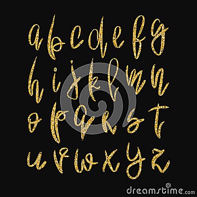 Vector golden lowercase alphabet Vector Illustration