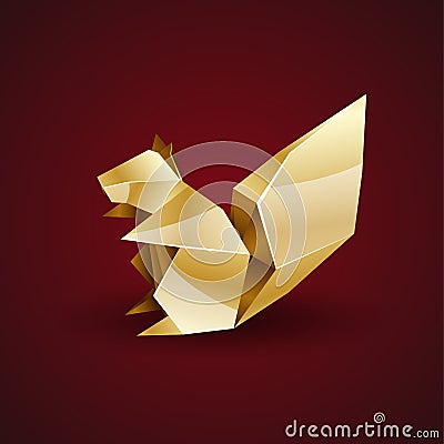 Vector golden origami squirrel Vector Illustration