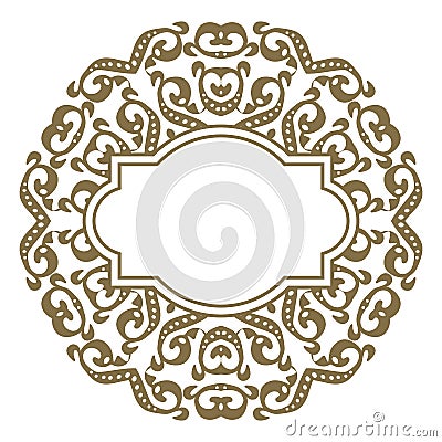 Vector golden ornate frame for you message. Floral ornament with Stock Photo