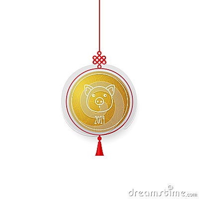 Sign for New Year`s greeting in ÃÂ¡hinese style Vector Illustration