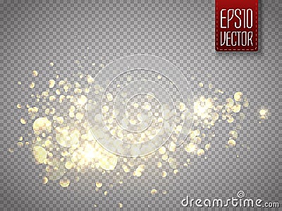 Vector golden star dust trail. Shine particles . Dust cloud Vector Illustration