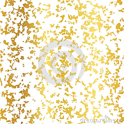 Vector Golden On White Abstract Grunge Flake Foil Texture Seamless Pattern Background. Great for elegant gold fabric Vector Illustration