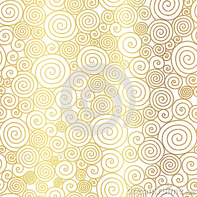 Vector Golden White Abstract Swirls Seamless Pattern Background. Great for elegant gold texture fabric, cards, wedding Vector Illustration