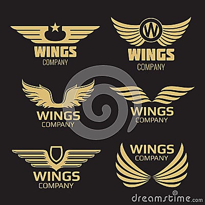 Vector golden wings logo Vector Illustration