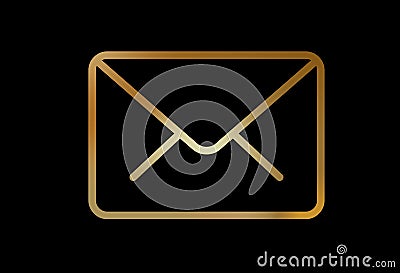 Vector gradient gold interface email envelope line icon symbol Vector Illustration