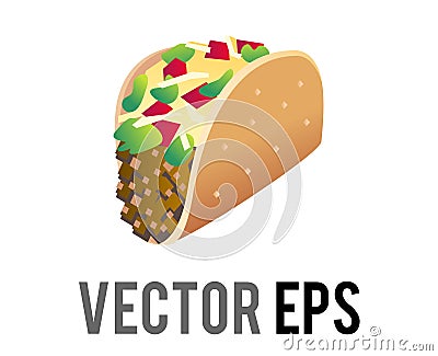 Vector gradient Mexican food Tex-Mex taco icon Vector Illustration