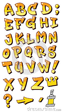 Vector graffiti fonts letters alphabet for design logos Vector Illustration