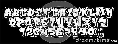 Vector graffiti and hip hop font 90s style. Vector Illustration
