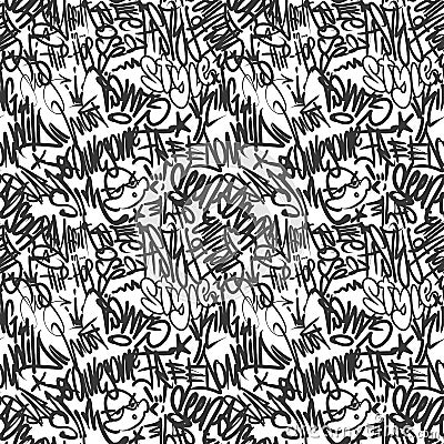 Vector graffiti tags seamless pattern, print design. Vector Illustration