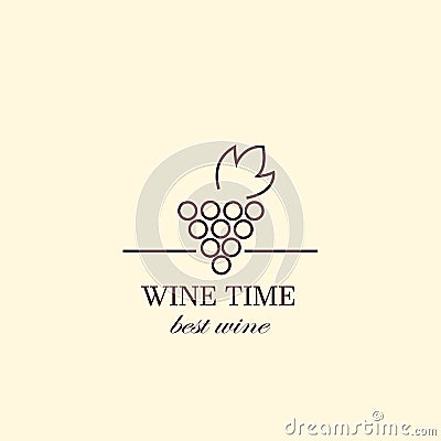 Vector grape vine and wine bottles, logo design template. Vector Illustration