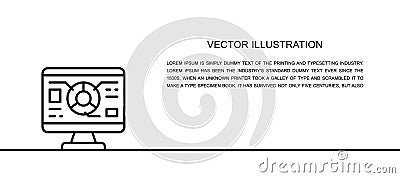 Vector graph diagram, programming, seo one line icon. Continuous one line illustration. Vector Illustration