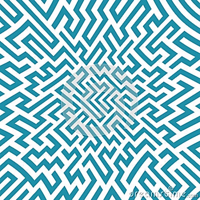 Vector graphic abstract geometry maze pattern. blue seamless geometric background Vector Illustration