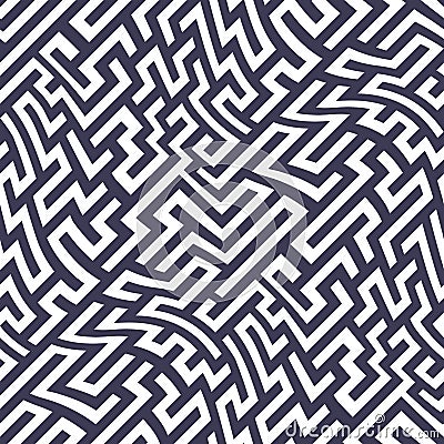 Vector graphic abstract geometry maze pattern. purple seamless geometric labyrinth background Vector Illustration