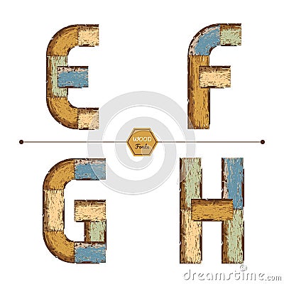 Vector graphic alphabet in a set EFGH Vector Illustration