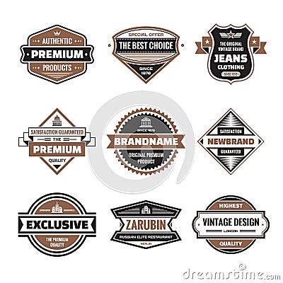 Vector graphic badges collection. Original vintage badges. Vector Illustration