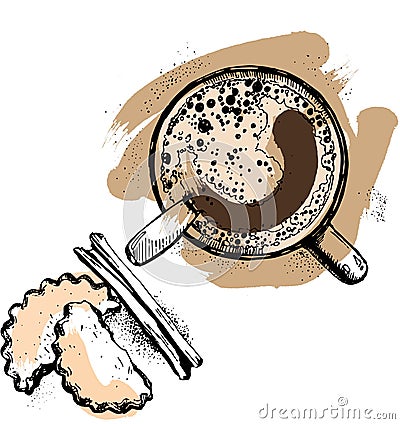 Vector graphic coffee top view Stock Photo