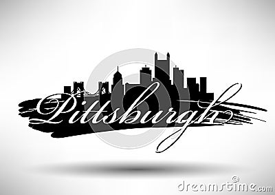 Vector Graphic Design of Pittsburgh City Skyline Vector Illustration