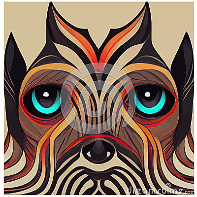 vector graphic of dog face in tribal style Vector Illustration