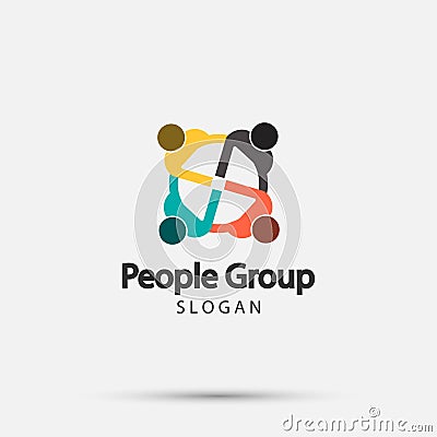 Vector graphic group connection logo.Eight people in the circle.logo team work Vector Illustration