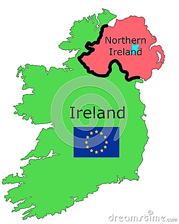 Vector graphic illustrating border in Ireland with EU Vector Illustration
