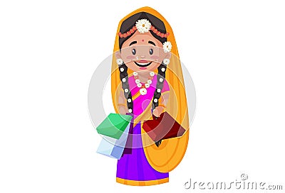 Vector Graphic Illustration of Goddess Radha Vector Illustration