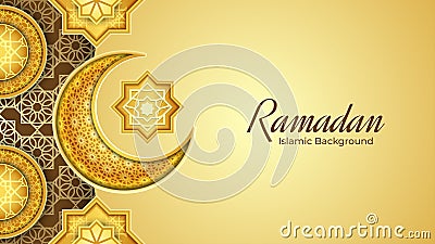 Ramadan with Golden Islamic Ornaments Background Vector Illustration