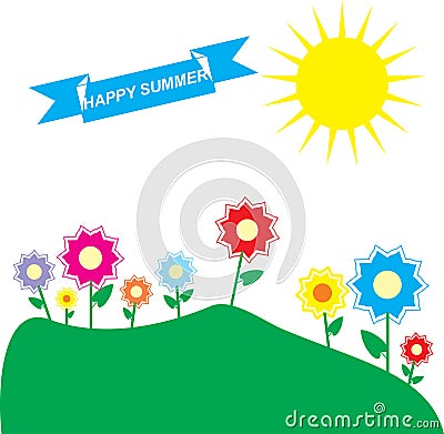 Vector graphic nature summer sun. Vector Illustration