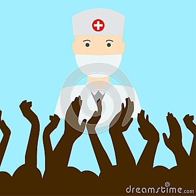 Vector graphic, people thank healthcare workers. Vector Illustration