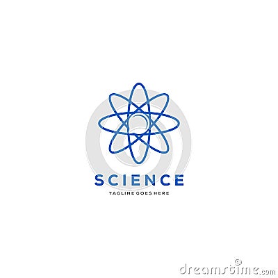 Vector graphic scientific atom symbol with sample text for your company with chat symbol Vector Illustration