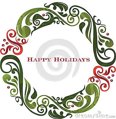 Vector graphic scroll holiday wreath. Vector Illustration