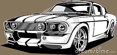 Classic american vintage retro icon of muscle car Ford Mustang Stock Photo